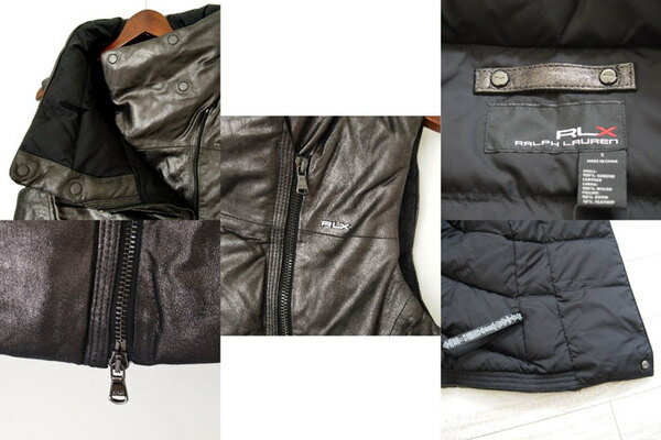 【SALE】【RLX by Ralph Lauren】ラルフローレン　メタリックレザー　ハイネック　ダウンベスト/Metallic Black【あす楽対応】