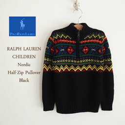 【SALE】【KID'S】【Ralph Lauren】ラルフローレン チルドレン　ノルディック　ハーフジップ　プルオーバー /BLACK【あす楽対応】セーター