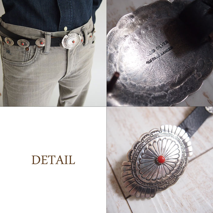 【INDIAN JEWELRY】 インディアン ジュエリー NAVAJO ナバホ スタンプワーク OLD コンチョ レザーベルト
