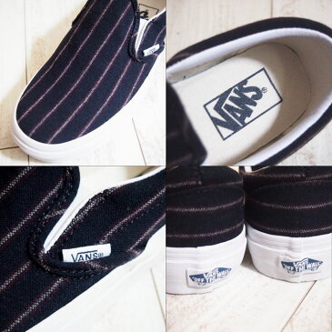 【VANS】FOR J.CREW バンズ CLASSIC SLIPON クラシック ウールストライプ スリッポン/NAVY