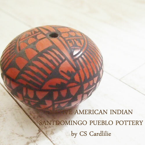 アメリカン インディアン ポタリー 壺Native American indian SantDomingo Peblo Potteryby CS Cardlilie