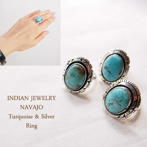 ǥ󥸥奨꡼ ʥХ С  INDIAN JEWELRY Turquoise Silver Ring