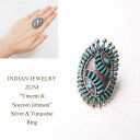 指輪 インディアンジュエリー ズニ "Vincent & Soccoro Johnson" ターコイズ ニードルポイント シルバー リングINDIAN JEWELRY ZUNI Turquoise Silver Ring