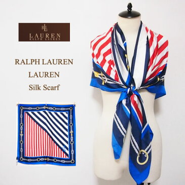 OUTLET SALE ラルフローレン ローレン レディース シルク 大判 マリン スカーフ/ネイビーLAUREN by Ralph Laurenメール便可