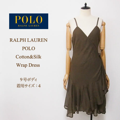 ラルフローレン OUTLET SALE ラルフローレン ポロ レディース コットン シルク ラップ ドレス/グリーンPOLO by Ralph Lauren Dress