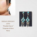 ピアス インディアンジュエリー ズニ "PRISCILLA CHAVEZ" ターコイズ ひし形 キャッチ ピアスINDIAN JEWELRY ZUNI EARRINGSメール便可