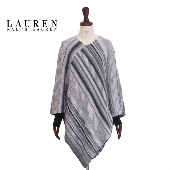 ラルフローレン ローレン レディース コットン リネン ニット ポンチョ/グレーLAUREN by Ralph Lauren Knit Poncho