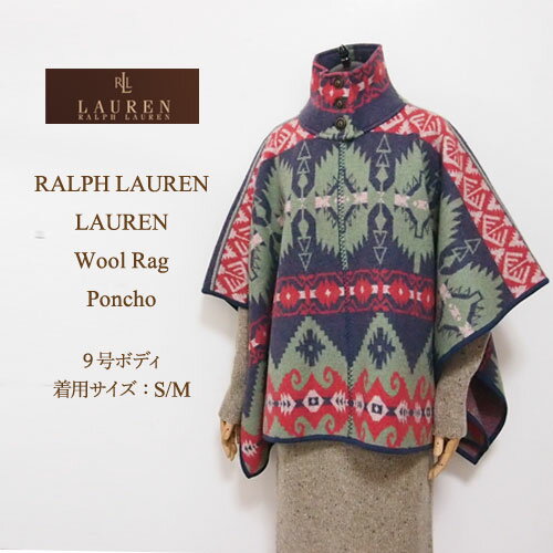 ラルフローレン ローレン レディース ネイティブ柄 ウールラグ ポンチョ/グリーンマルチLAUREN by Ralph Lauren Poncho