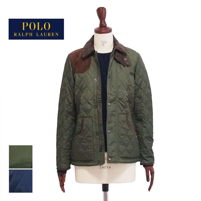 ラルフローレン ポロ レディース レザートリム キルティング ジャケット/カーキ/ネイビーPOLO by Ralph Lauren Jacket