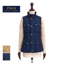 ラルフローレン ポロ レディース ハイネック キルティング ダウンベスト/ネイビー/ベージュPOLO by Ralph Lauren Down Vest