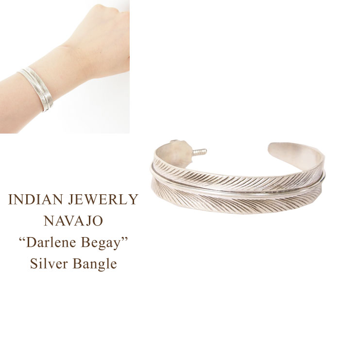 インディアンジュエリー ナバホ "DARLENE BEGAY" フェザー シルバー バングルINDIAN JEWELRY NAVAJO Silver Bangle