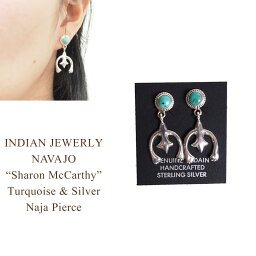 ピアス インディアンジュエリー ナバホ "Sharon Mc Carthy" シルバー ターコイズ　ナジャ ピアスINDIAN JEWELRY NAVAJO Mini Naja Earringsメール便可