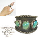 インディアンジュエリー ナバホ トリプル ターコイズ シルバー リング/3種類INDIAN JEWELRY Turquoise Silver Ring