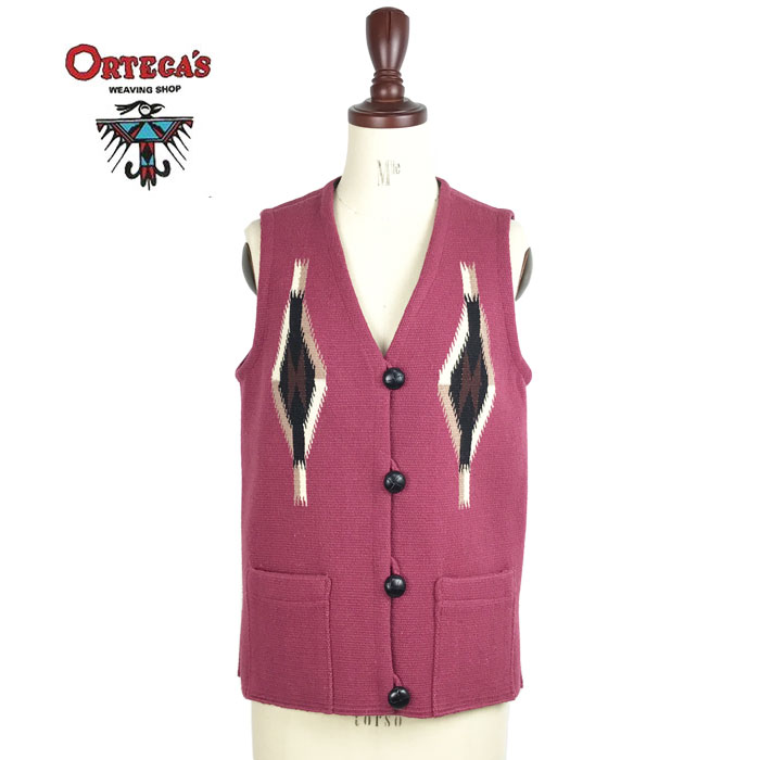 オルテガ　チマヨ レディース ラグ ベスト PINK ORTEGA'S CHIMAYO HANDWOVEN VEST