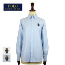 ラルフローレン ポロ レディース ポロベアー スリムフィット オックスフォード ボタンダウン シャツ/ブルー/ホワイトPOLO Ralph Lauren