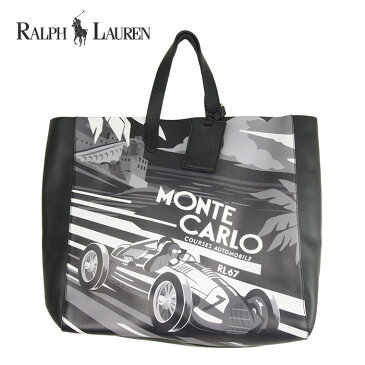 ラルフローレン モンテカルロ プリント レザー トートバッグ/ブラックRalph Lauren Monte Carlo Leather Tote