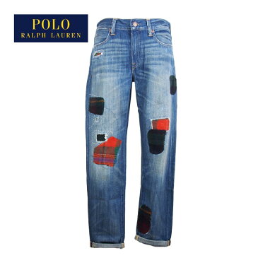 ラルフローレン ポロ レディース ダメージ パッチワーク スリム ボーイフレンド ジーンズ/インディゴブルーPOLO Ralph Lauren Astor Slim Boyfriend