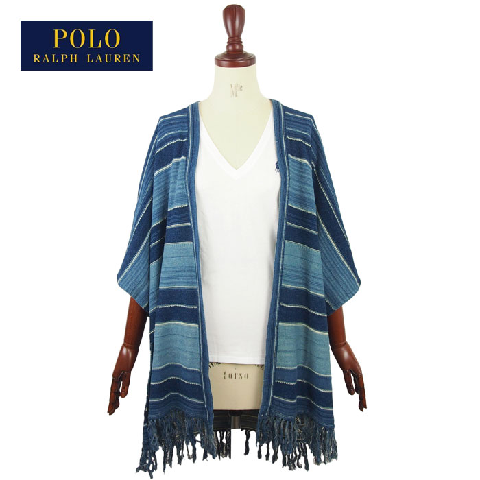 ラルフローレン ポロ レディース コットン インディゴ ボーダー 半袖 カーディガン/ブルーPOLO Ralph Lauren Indigo Cardigan