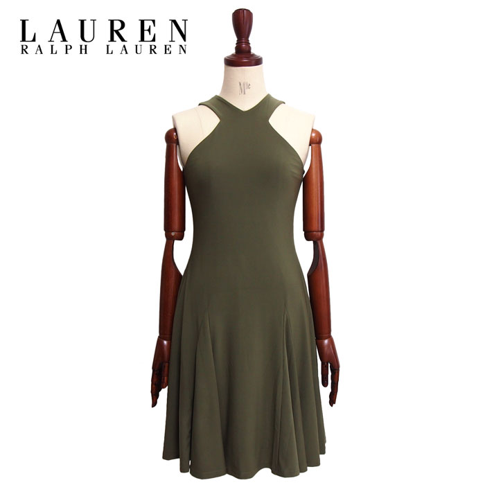 ラルフローレン ラルフローレン ローレン レディース ホルターネック ストレッチ ワンピース・ドレス/オリーブグリーンLAUREN by Ralph Lauren Dress