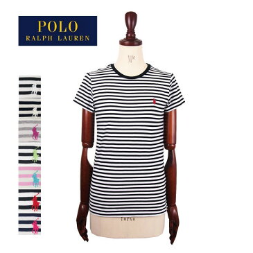 ラルフローレン ポロ レディース コットン クルーネック ボーダー Tシャツ/ブラック/ネイビー/グレー/ピンクPOLO by Ralph Lauren T-Shirtメール便可