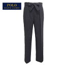 ラルフローレン ポロ レディース ウール ベルト付き タック パンツ/チャコールグレーストライプPOLO Ralph Lauren Pant