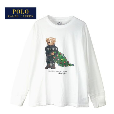 ポロ ラルフローレン キッズ ボーイズ ポロベアー クリスマス クルーネック 長袖 Tシャツ ロンT/WHITEPOLO Ralph Lauren BOYS POLO BEAR TEE