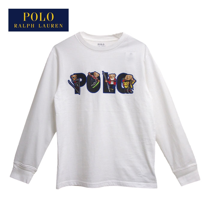 ラルフローレン ポロ キッズ ボーイズ ポロベアー スキー ロゴ プリント 長袖 Tシャツ ロンT/ホワイトPOLO Ralph Lauren Kid's Boy's