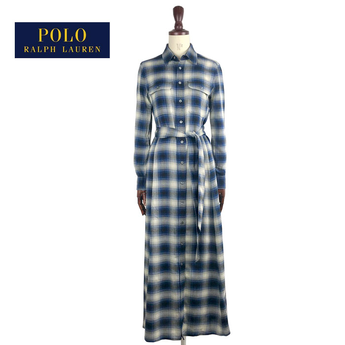 ラルフローレン ラルフローレン ポロ レディース チェック マキシ丈 ワンピース/BLUE PLAIDPOLO Ralph Lauren Plaid Maxi Shirts Dress