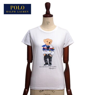 ラルフローレン ポロ レディース ポロベアー クルーネック Tシャツ レーシング/ホワイトPOLO Ralph Lauren T-shirts