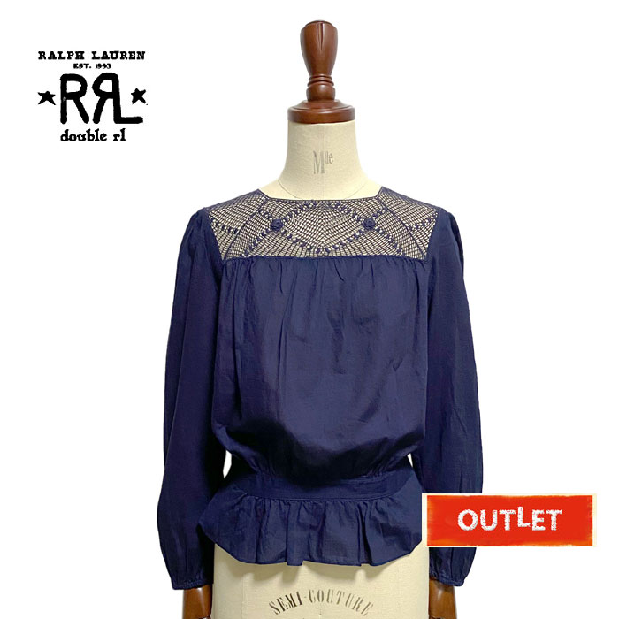 OUTLET ե ֥륢륨 ǥ 졼 ڥץ ֥饦DOUBLE RL Peplum Blouse Shirts