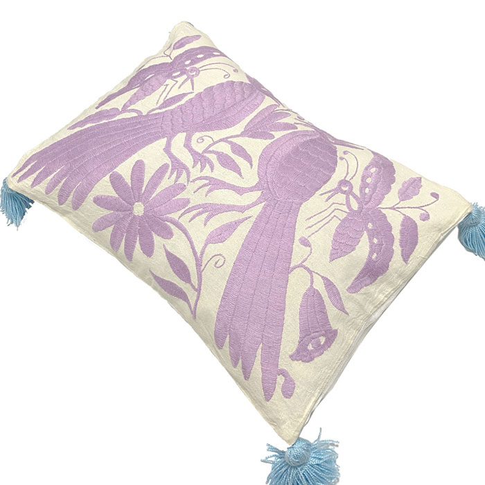 OTOMI HANDEMBROIDERED オトミ刺繍 クッションカバー 42×32センチ 2枚セット/PURPLE [2]