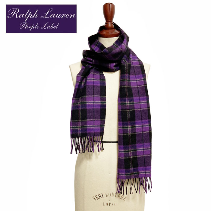 ラルフローレン パープルレーベル カシミア チェック柄 マフラー ストール/パープルPurple Label by Ralph Lauren Cashmere Stole