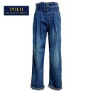 ポロ ラルフローレン レディース ベルト付き 2タック ワイドストレート ハイウエスト ジーンズ /INDIGOPOLO Ralph Lauren Belted Jeans