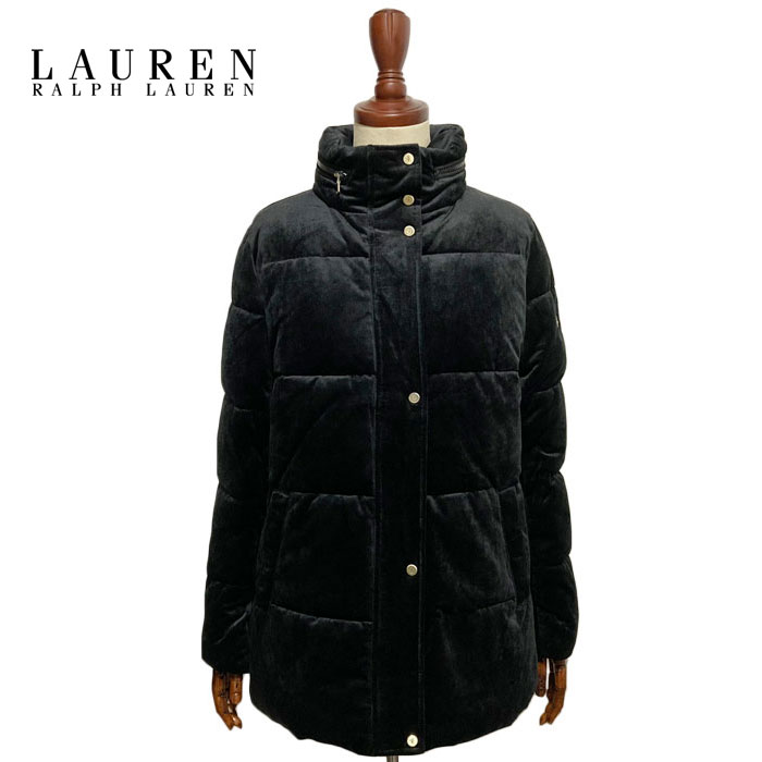 ローレン ラルフローレン レディース ビルトインフード ベロアキルテッドジャケット アウターLAUREN Ralph Lauren Velvet Puffer Coat