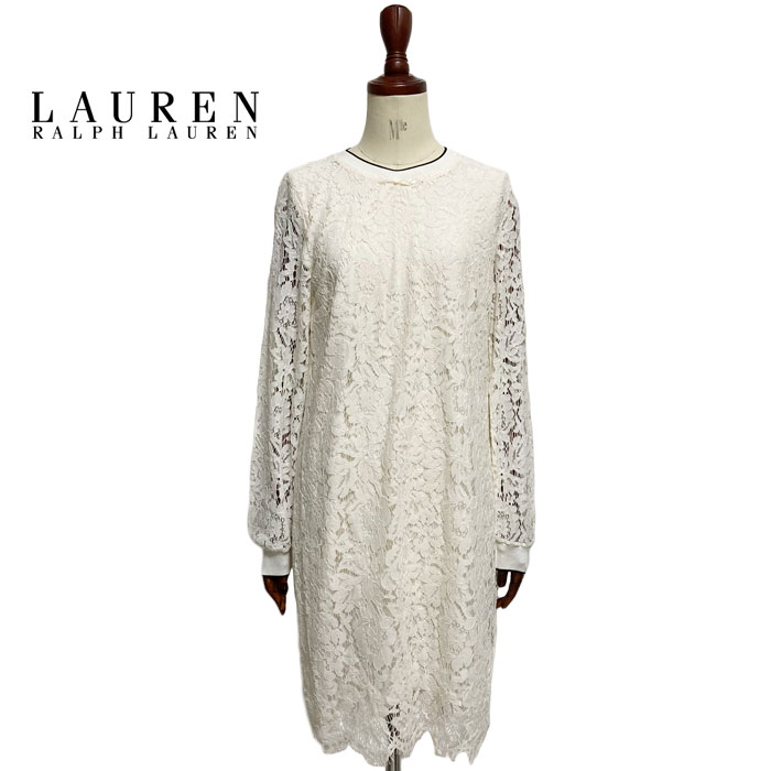 ラルフローレン ラルフローレン ローレン レディース 長袖 花柄 レース ワンピース ドレス/クリーム LAUREN by Ralph Lauren Women's LongSleeve Lace Dress