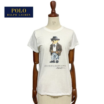 ポロ ラルフローレン レディース ウエスタン ポロベアー ダメージ加工 クルーネック Tシャツ/ホワイト POLO Ralph Lauren POLOBEAR T-Shirts