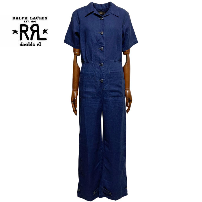 ե ֥륢륨 ǥ  ͥ ǥ Ĥʤ ץ С Ralph Lauren DOUBLE RL Women's Indigo Linen Jumpsuit Coverall
