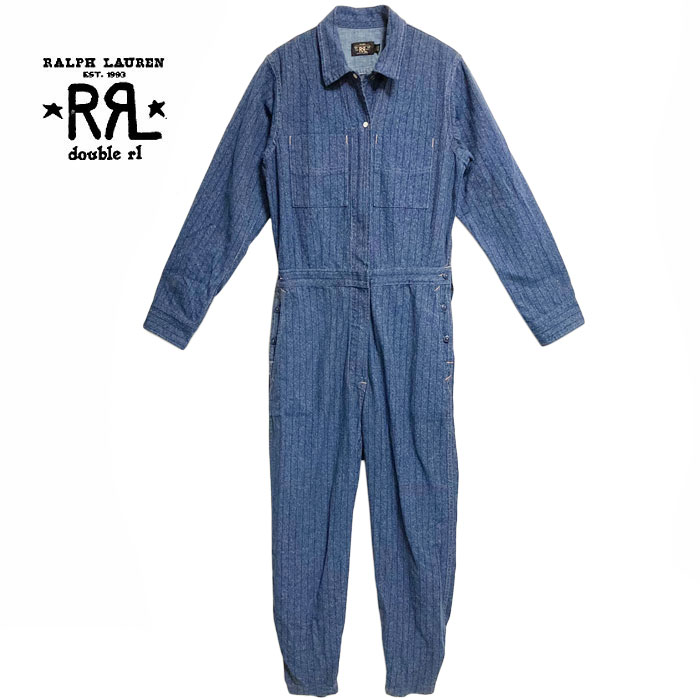 ラルフローレン ダブルアールエル レディース デニム ストライプ ジャンプスーツ オールインワン つなぎ Ralph Lauren DOUBLE RL Women 039 s Denim Striped Jumpsuit Coverall