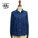 ラルフローレン ダブルアールエル レディース インディゴ ストライプ シャツジャケット カバーオールDOUBLE RL RRL Women's Indigo Striped Shirt Jacket Coverall