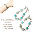 インディアンジュエリー ナバホ族 ハート型 シエラネバダ ターコイズ シルバー ブレスレット INDIAN JEWELRY NAVAJO Sierra Nevada Turquoise 6-Heart Bracelet