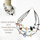 インディアンジュエリー ズニ族 3連 マルチストーン フェティシュ ヒシ ネックレス INDIAN JEWELRY ZUNI 3-Strand Multi-Stone Fetish Heishi Necklace