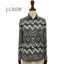 SPECIAL PRICE♪【SALE】【J.CREW】ジェイクルー ダイアモンド イカット リネン シャツ/BLACK/WHITE【あす楽対応】