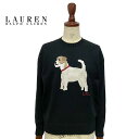 ローレン ラルフローレン レディース インターシャニット ドッグ柄 コットンセーター/BLACKLAUREN Ralph Lauren Cotton Sweater