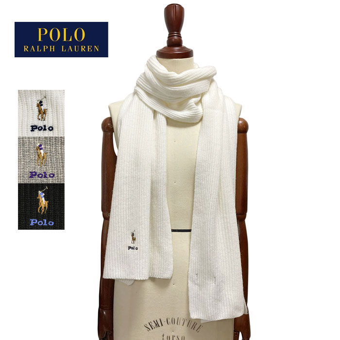 ポロ ラルフローレン マフラー ストール リブ織 ウール混 ポニー刺繍 ポロロゴ POLO by Ralph Lauren Scarf