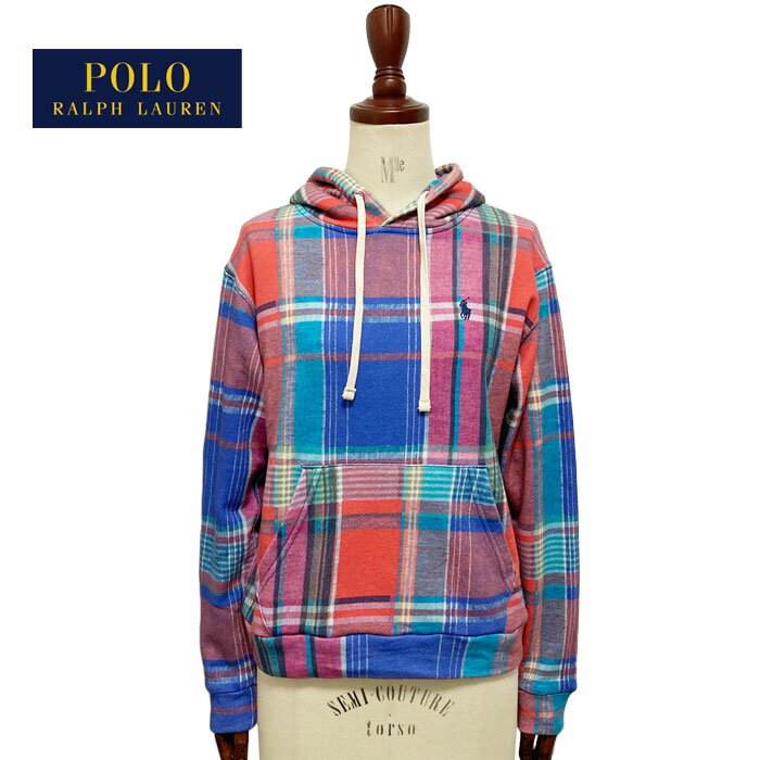 ポロ ラルフローレン レディース マドラスチェック ポニー刺繍 パーカー プルオーバー パイル地 POLO Ralph Lauren Madras Check Hoodie