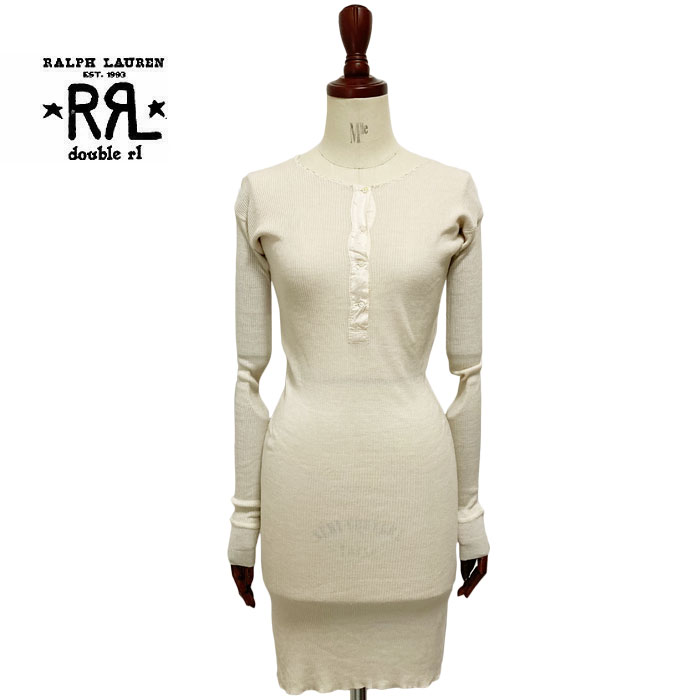 ラルフローレン ラルフローレン ダブルアールエル レディース リブ編み シルク ワンピース/アイボリー Ralph Lauren DOUBLE RL RRL Knit Silk Dress