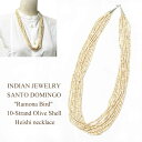 インディアンジュエリー サントドミンゴ族 10連 オリーブ シェル ヒシ ネックレス INDIAN JEWELRY SANTO DOMINGO "Ramona Bird" 10-Strand Olive Shell Heishi necklace ◆輸入品販売に関しまして諸注意◆ ※新品、未使用品となりますが 購入先による背中付近に防犯タグのピン穴 　　　　形を整えるための針孔がございます。 　　　　いずれもお洗濯して頂くと消えますが、 　　　　不良品ではございません。 　　　　他、多少のしわや紙タグに欠損がある場合がございます。 ご理解の上、ご検討をお願い致します。 お気になる方は一度お問い合わせの上、ご確認ください。楽天システム変更の為、現在沖縄離島への宅配便送料無料での配送を見合わせております。 詳しくはこちら『宅配便』をご確認ください。 ◆商品説明◆ アメリカ、ニューメキシコからインディアンジュエリーの入荷です。 Olive Shellを綺麗に成形し、10連に連なったゴージャスなヒシネックレス♪ アーティストはサントドミンゴ族"Ramona Bird" さん。 サントドミンゴ族は「ヒシ」と呼ばれるビーズを使ったアクセサリーで有名です。 天然石・サンゴ・シェルなどを多彩に使い、筒状、円盤状等に研磨・切り出した 「ヒシ」に紐を通し形成されています。 とても繊細でひとつひとつ丁寧に作りあげられたこのヒシネックレス。 部族の中でもすべて手作業の職人が減ってきています。 是非本物のジュエリーをお楽しみください♪ ◆ご注意◆ ※こちらの商品は、ハンドメイド・天然素材を使用している為、カラーやサイズに個体差がございます。 画像は一例です。 気になる方はお問い合わせください。 ◆インディアンジュエリー◆アリゾナ、ニューメキシコ等、インディアン達の一点一点、細かい工程を経てつくられるハンドメイドならではの貴重で魅力あふれるアクセサリー♪RALPH LAURENでも取り扱われている等、各方面からの人気も高く熱狂的なファンの多いアイテムです♪そんな中から当店ならではの厳選した数々のアクセサリーをお届けいたしております♪ 素材 OLIVE SHELL/SILVER サイズ サイズ 全長 ONE SIZE 69.5 ※単位はすべてcmになります。 ※こちらの商品はハンドメイドのため、個体差がございます。あくまでも平均値ですのでご理解の上、ご検討くださいませ。 OTHER ITEM 注記 ※できるだけ忠実に再現するよう努力しておりますが、 ディスプレイ画面等の環境上、ページで見た色と実際の商品の色とは 多少違う場合がございます。ご不明な点はお問い合わせください。 ※慎重に計測しておりますが、商品によって多少の誤差が出てしまう場合がございますのでその旨ご了承くださいませ。