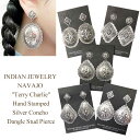 インディアンジュエリー ナバホ族 ハンド スタンプ シルバー コンチョ ダングル スタッド ピアスINDIAN JEWELRY NAVAJO "Terry Charlie" Hand Stamped Silver Concho Dangle Stud Pierce