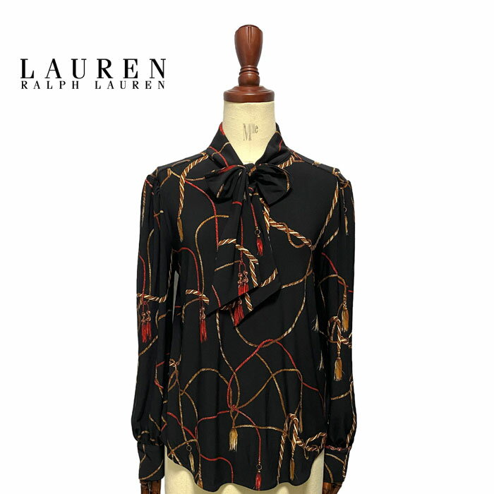 ラルフローレン ローレン レディース ロープ柄　リボン ブラウスLAUREN Ralph Lauren Rope Print Ribbon Blouse 1