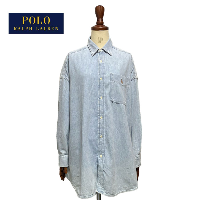 ポロ ラルフローレン レディース ポニー刺繍 オーバーサイズ ロング デニム シャツPOLO Ralph Lauren Over Size Denim Shirts